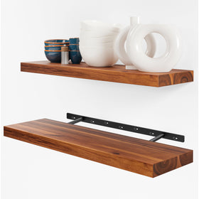 BATODA acacia floating shelves in wall-mounted setup providing rustic storage