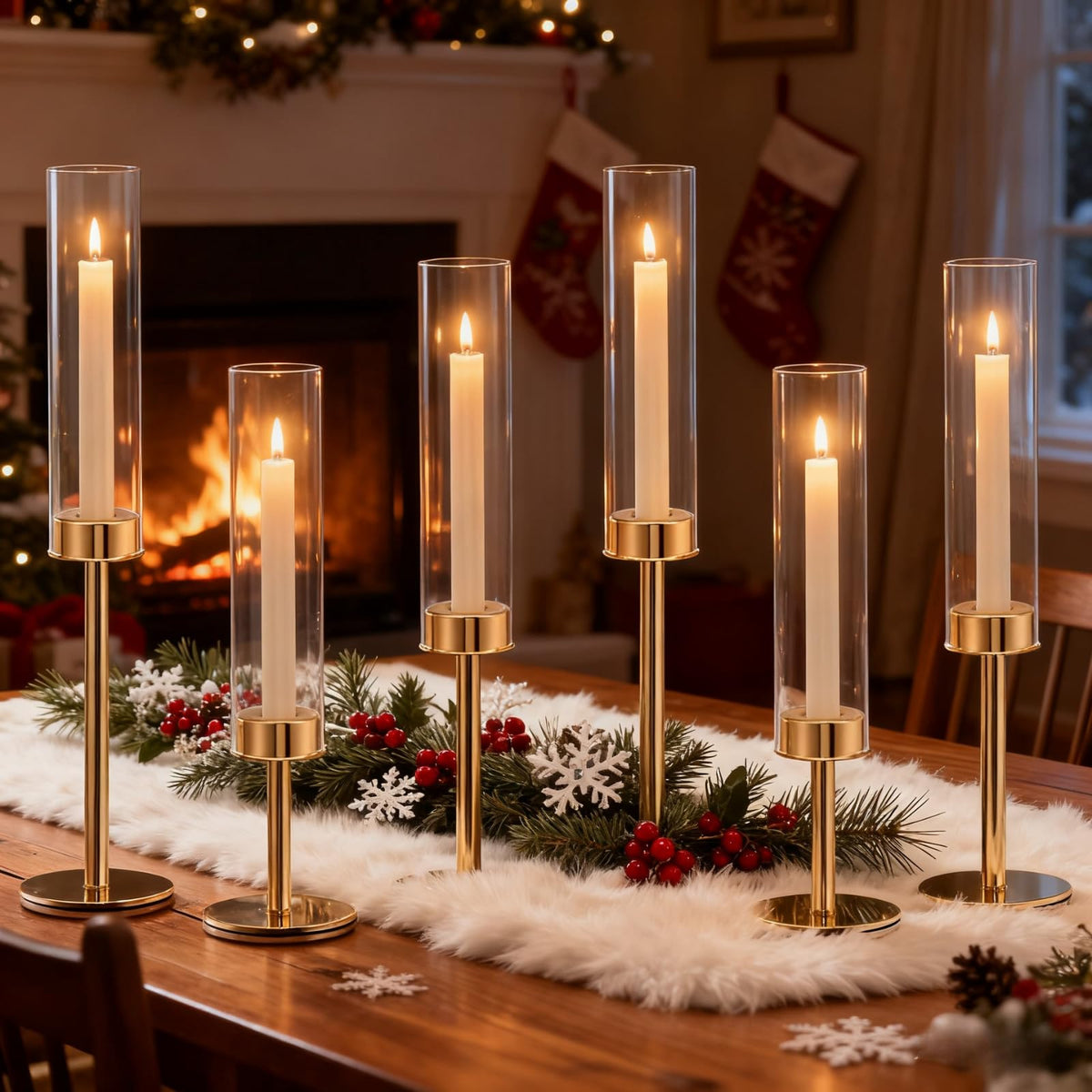 Batoslee gold hurricane candle holders set of six for elegant centerpieces