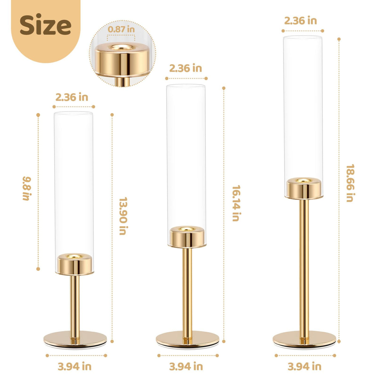 Batoslee three-tier hurricane stands at 14, 16, and 18 inches