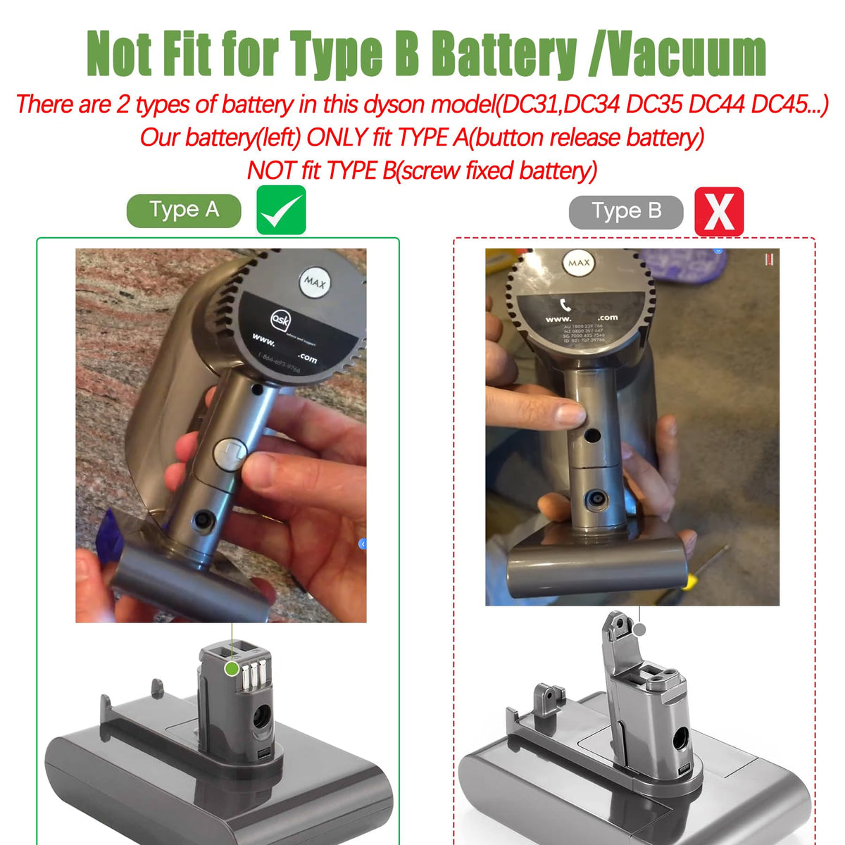 Batryuic 7.0Ah battery compatible with Dyson DC30-DC31 models for extended use.