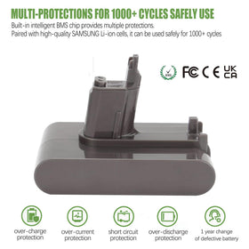 Batryuic battery with Dyson charging station compatibility for uninterrupted use.
