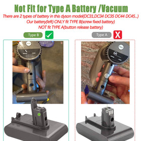 Batryuic battery compatible with Dyson Type B; screw-in design for secure installation.