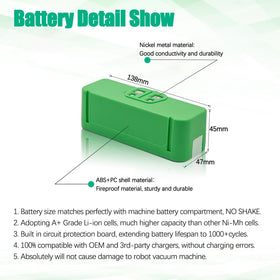 Batryuic Roomba battery 6500mAh safety features highlighted