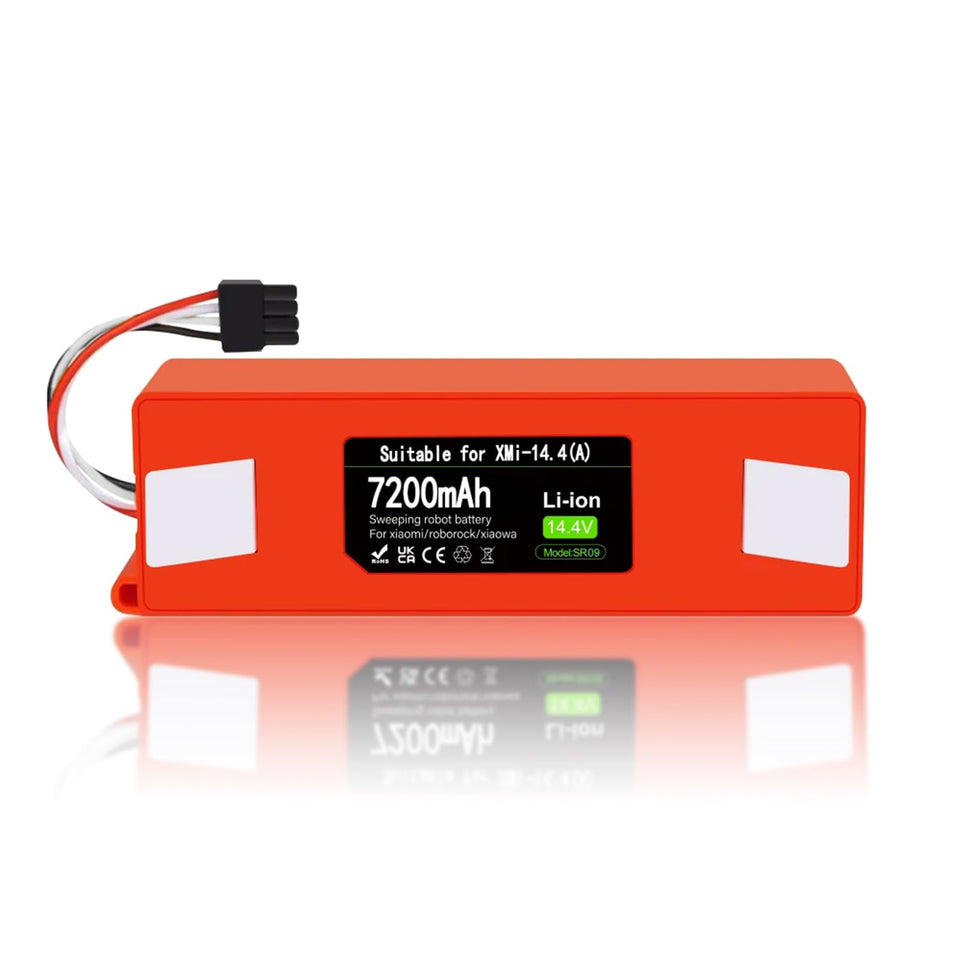 Batryuic upgraded 7200mAh battery, side view, boosts robot vacuum endurance between charges.