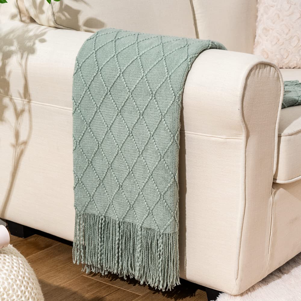 BATTILO HOME Sage Green Throw Blanket packaging ready for gifting.