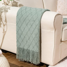BATTILO HOME Sage Green Throw Blanket packaging ready for gifting.