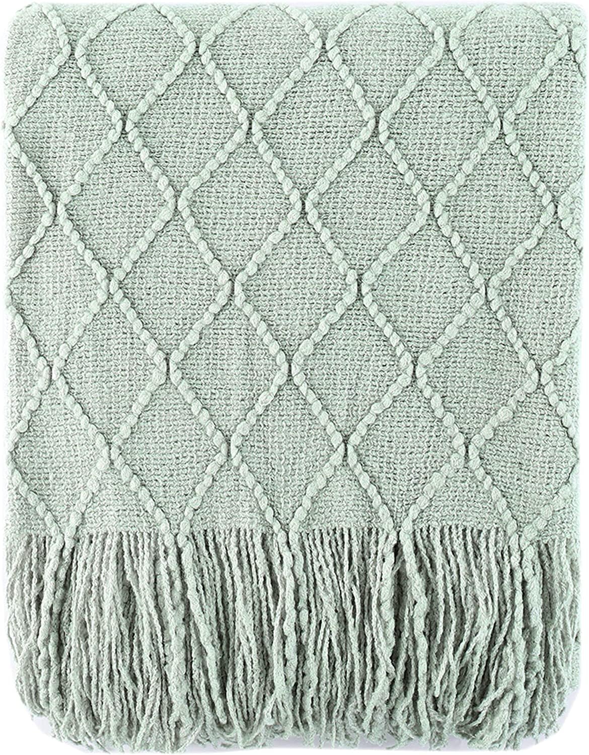 BATTILO HOME Sage Green Throw Blanket texture close-up showing soft, silky touch for cozy nights.
