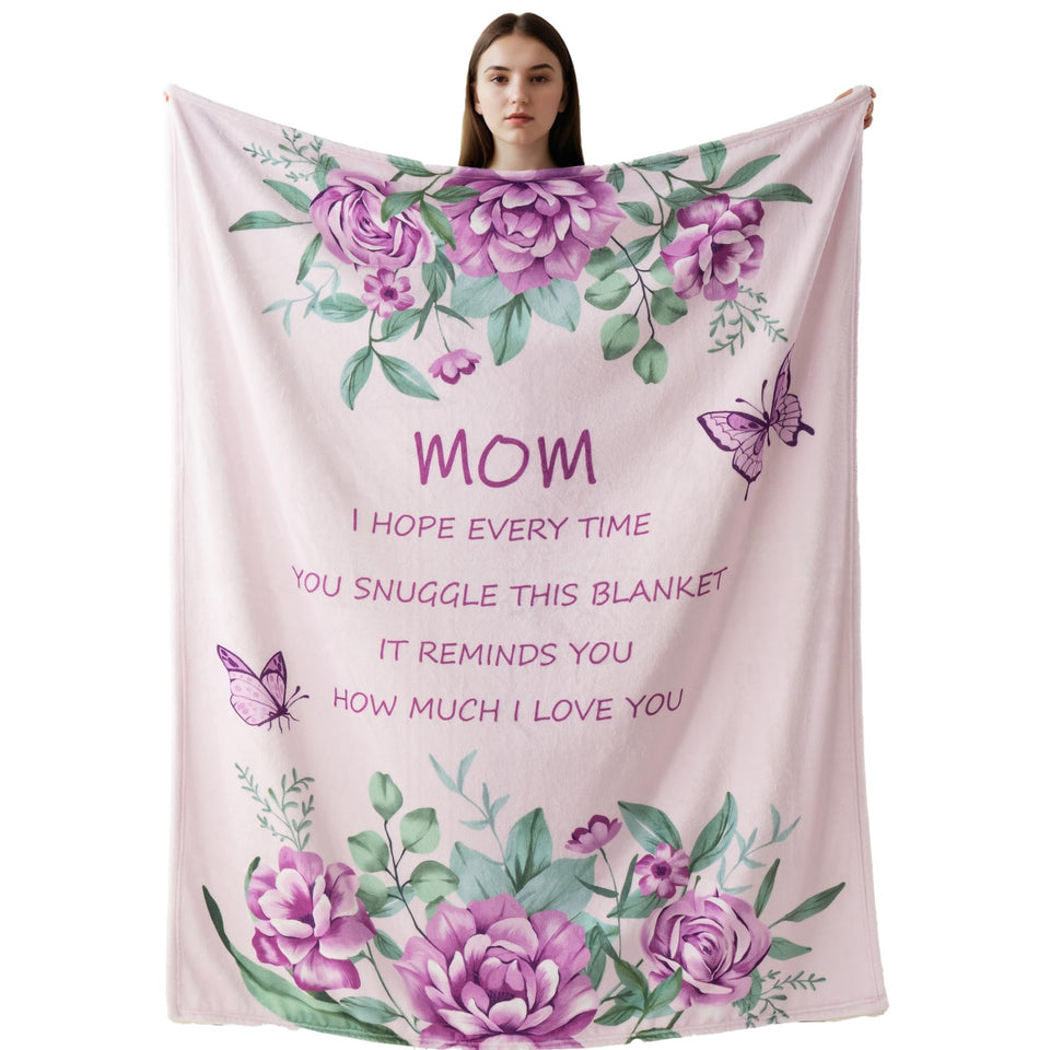 Battilo mom blanket with flower pattern in lavender for cozy lounging