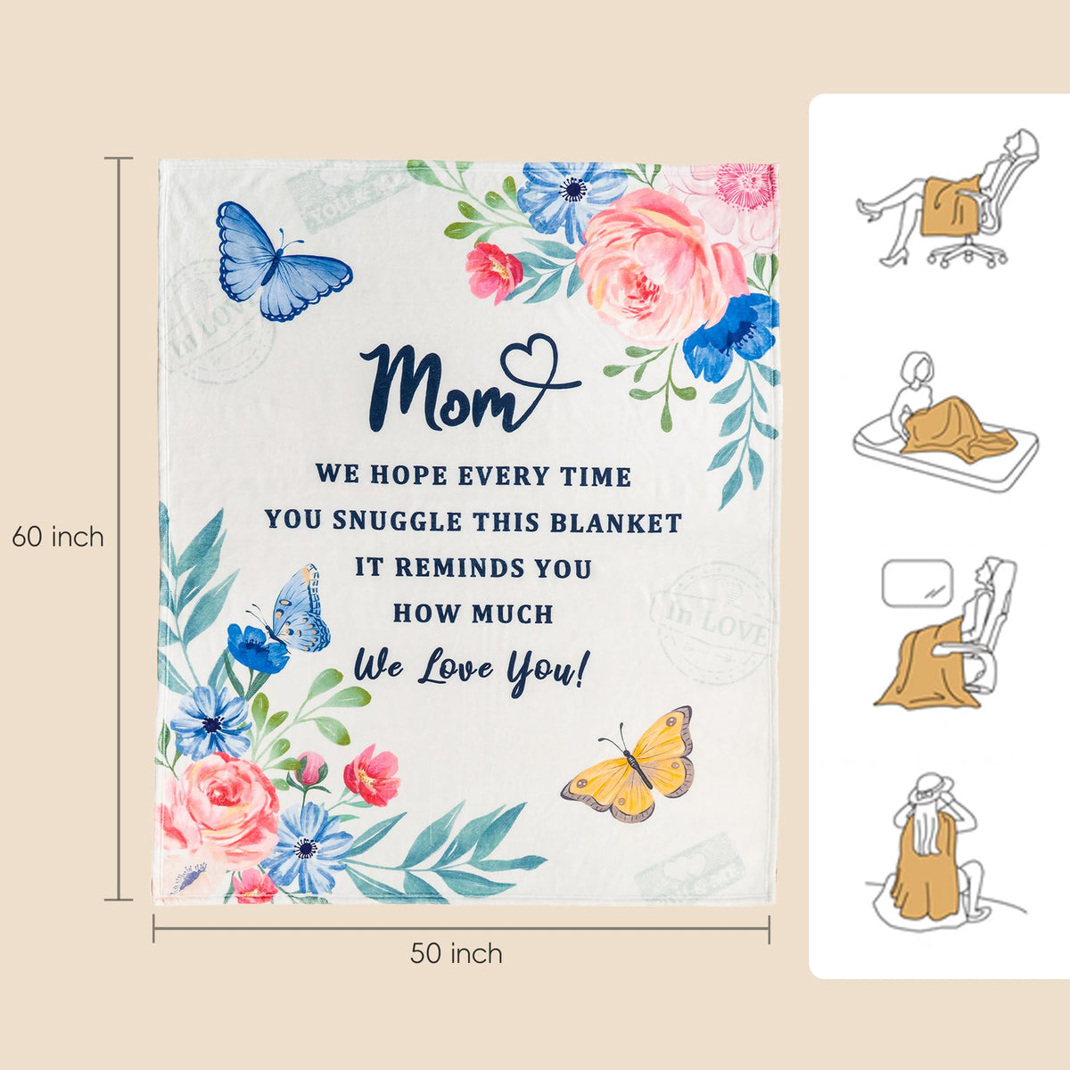 Battilo mom blanket 50x60 inch overview for bed or couch