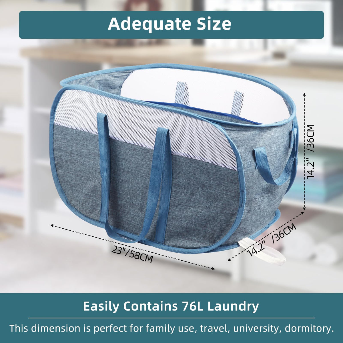 BATTOO large-capacity hamper with spacious opening for bulk laundry.