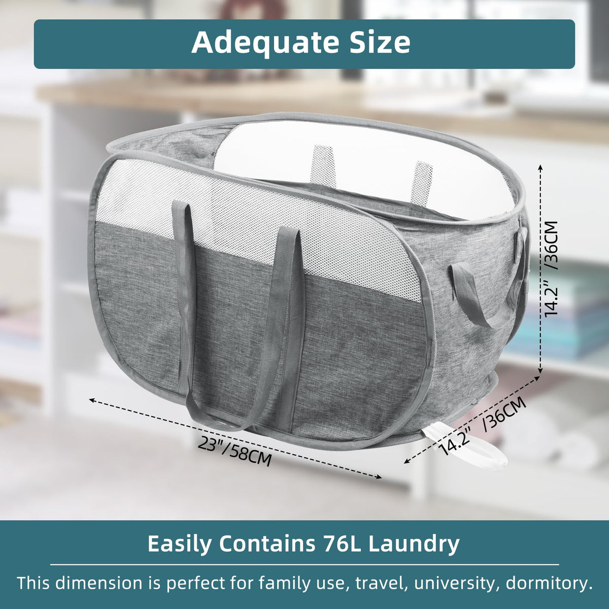 BATTOO laundry basket dual handles gray offers easy carrying up stairs.