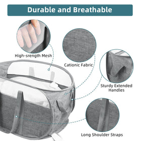 BATTOO laundry basket large capacity gray holds a lot of laundry together.