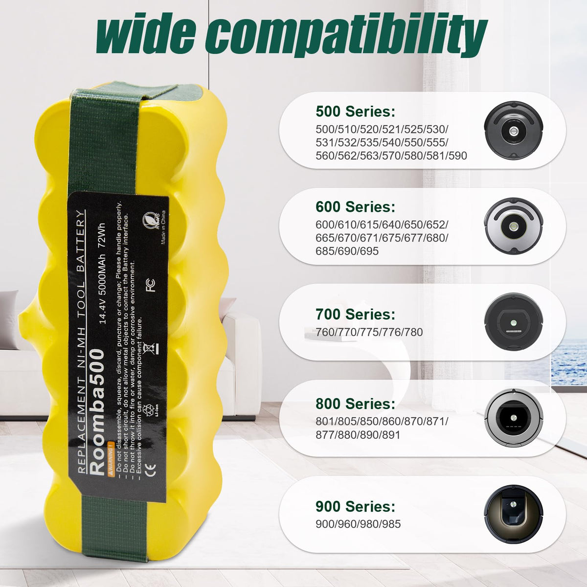 BATTOOL Roomba battery with CE/FCC/ROHS certification for safe use