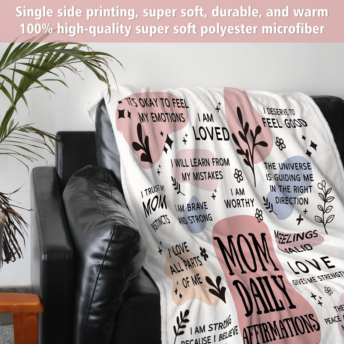 BaubleDazz mama daily affirmations blanket provides gentle encouragement during early motherhood moments.