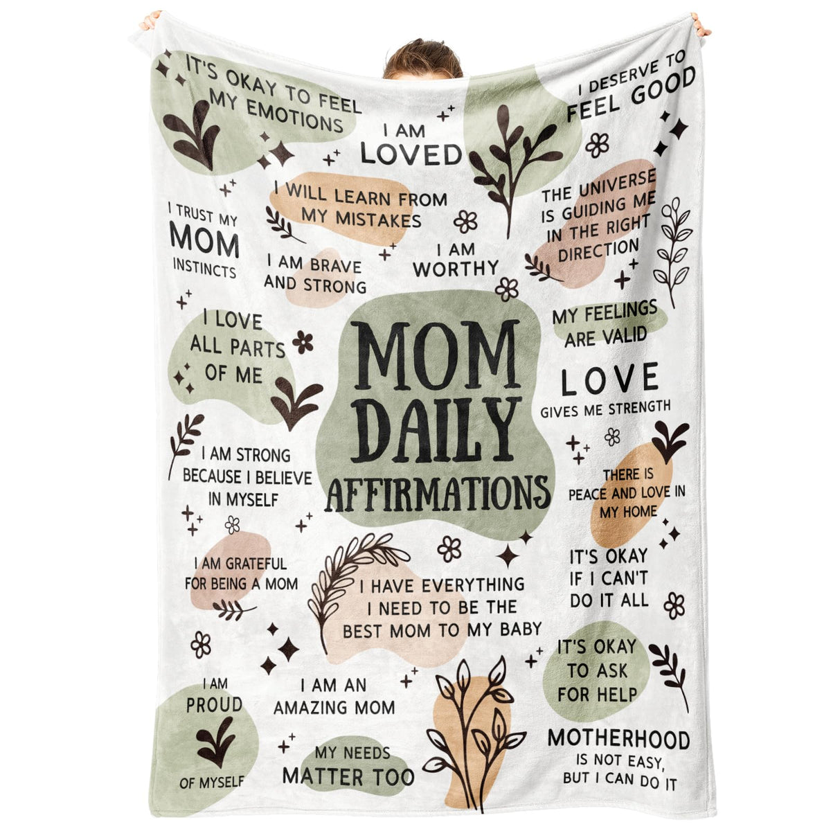 BaubleDazz New Mom Blanket with affirmations, a cozy postpartum comfort companion for daily nursing breaks.