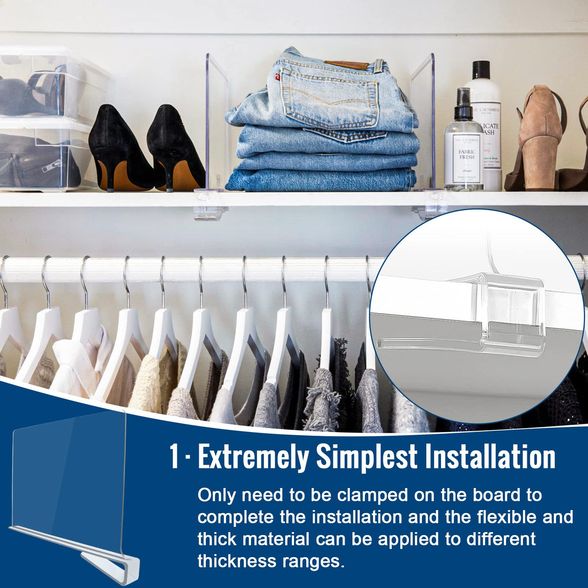 Baumfeuer tool-free installation lets you slide dividers on shelves quickly and securely.