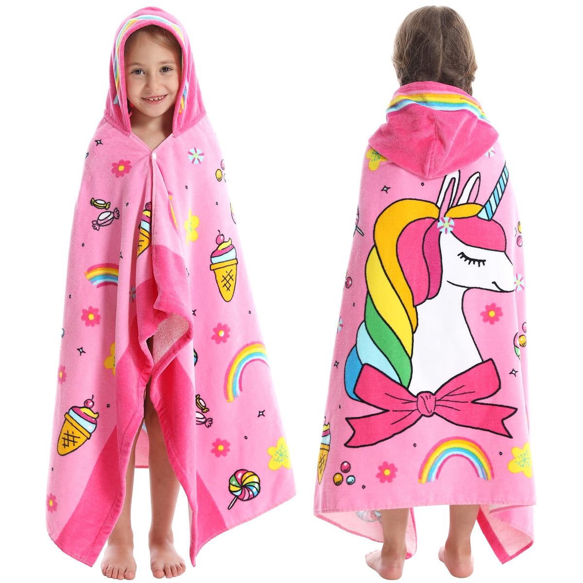 Bavilk kids hooded towel with bear cartoon for cozy bath time and drying