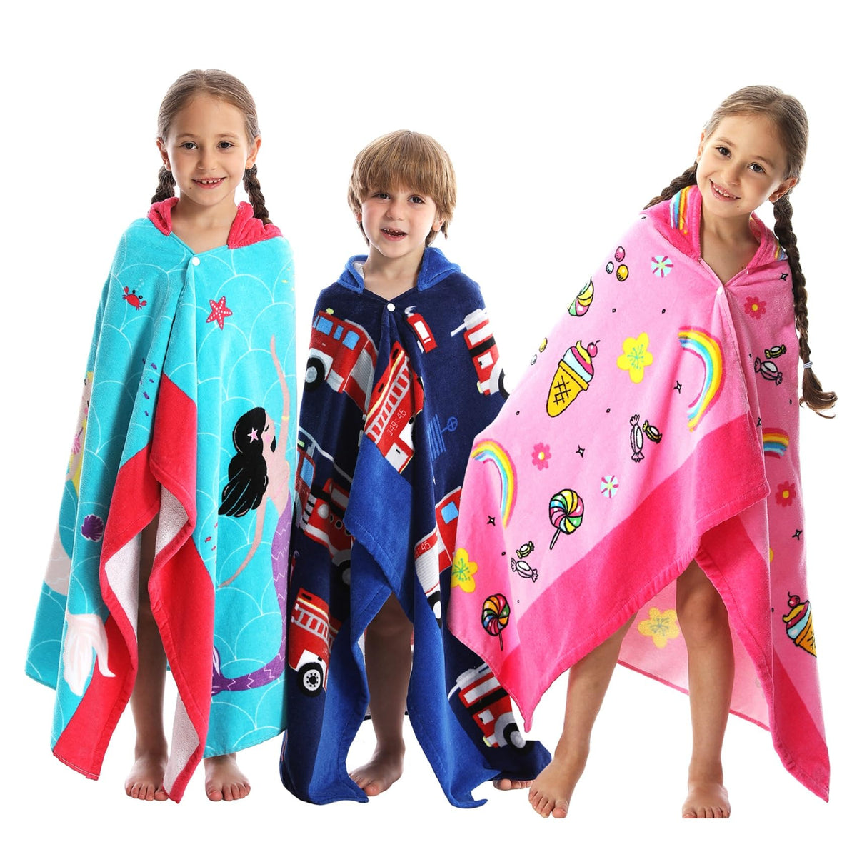 Bavilk kids hooded towel with dolphin swim theme for quick drying after water play