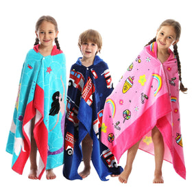 Bavilk kids hooded towel with dolphin swim theme for quick drying after water play