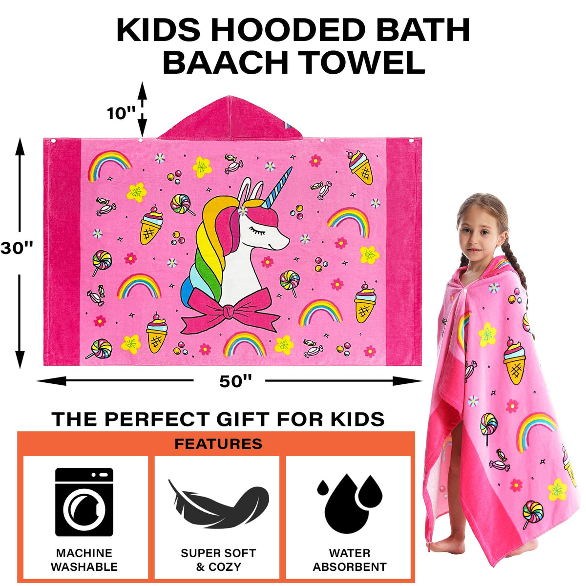 Bavilk kids hooded towel closeup of soft cotton fibers for gentle skin