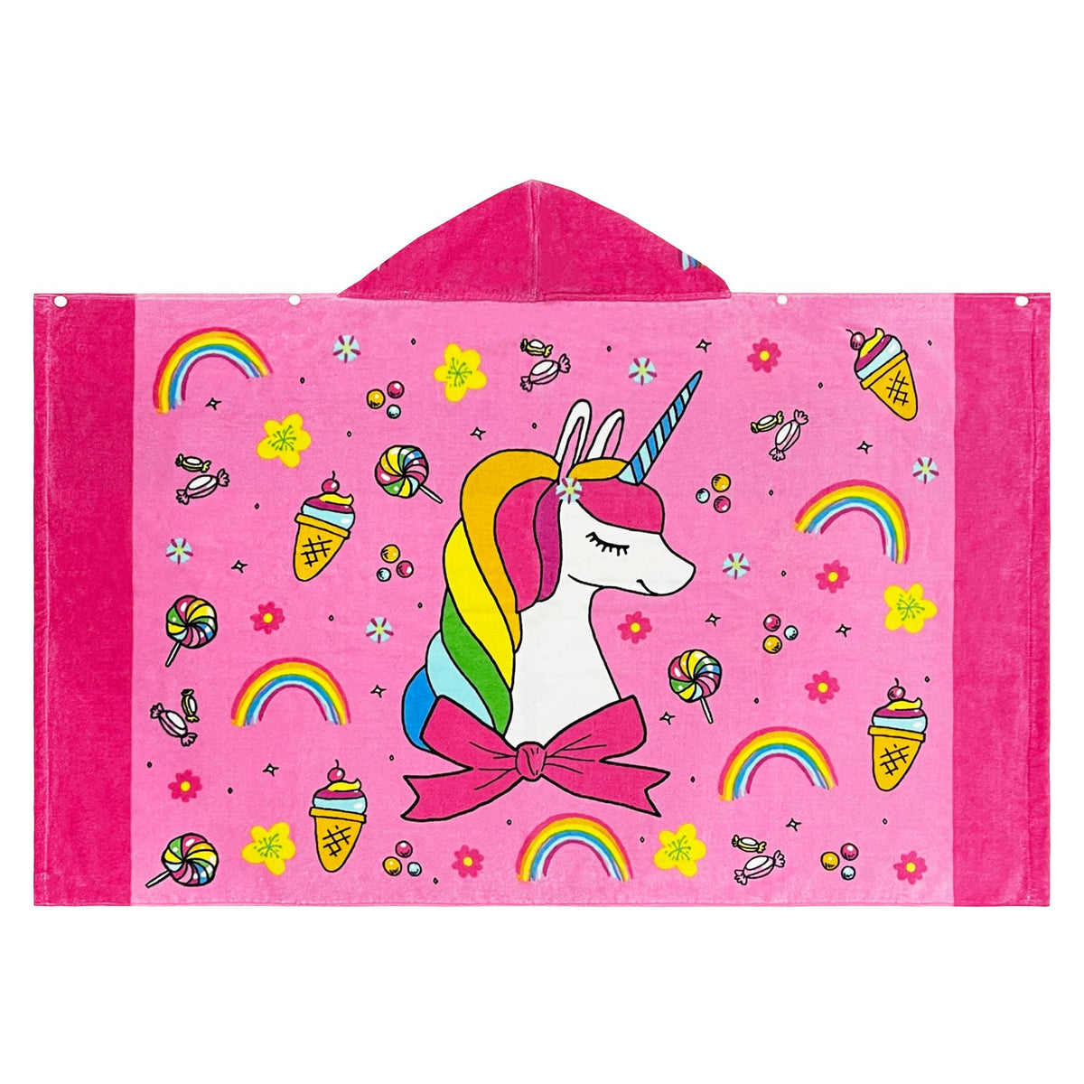 Bavilk kids hooded towel with unicorn cartoon for playful drying after swimming