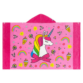 Bavilk kids hooded towel with unicorn cartoon for playful drying after swimming