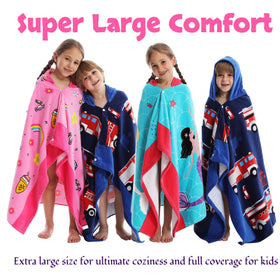 Bavilk kids hooded towel vibrant print design suitable for all children