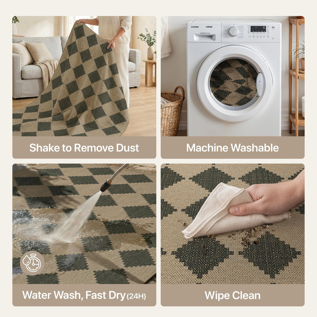 Bavni Checkered Easy Jute Rug placed in an entryway for steady traffic