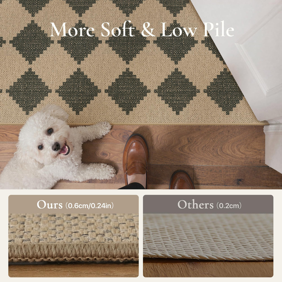 Bavni Checkered Easy Jute Rug machine washable for easy cleaning and quick refresh