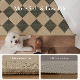 Bavni Checkered Easy Jute Rug machine washable for easy cleaning and quick refresh