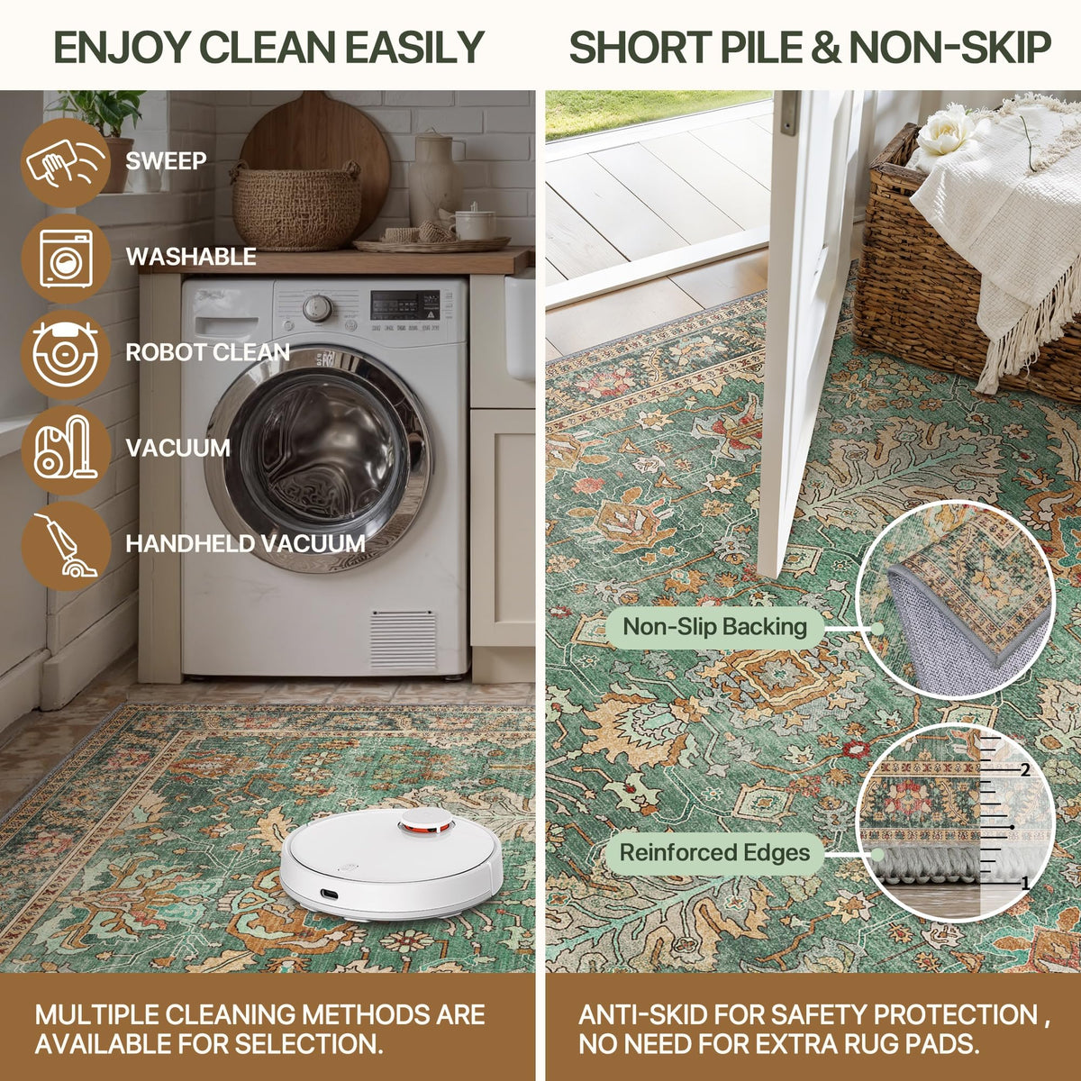Bavni lightweight area rug is easy to move for quick decorating changes.