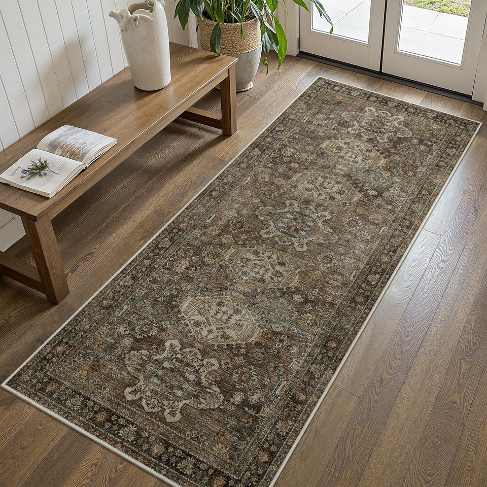 Bavni washable runner rug closeup fiber texture for durability and softness