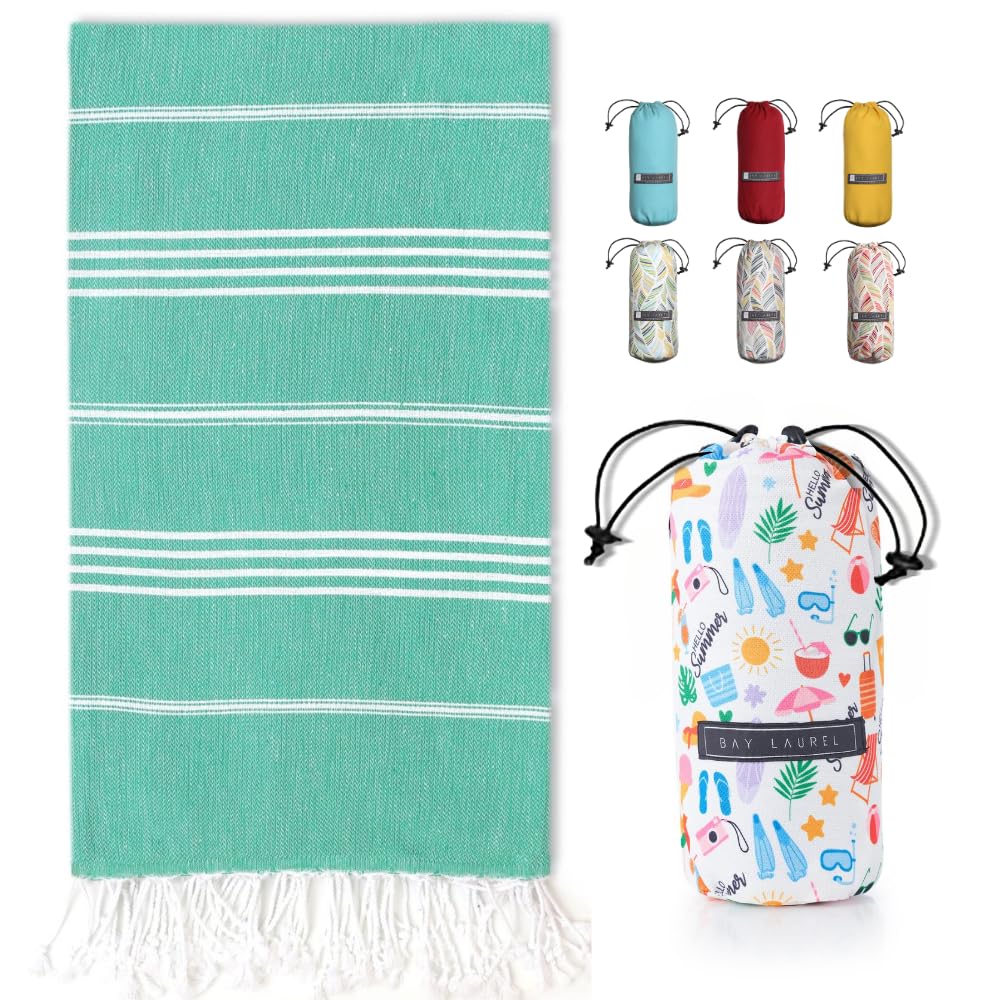 Bay Laurel beach towel 39x71 inches offering quick-dry, oversized coverage for beach days.