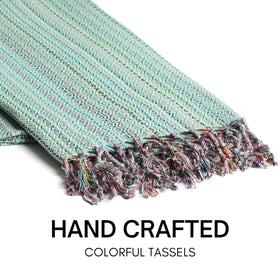 Bay Laurel sand-free towel makes cleanup simple after beach time