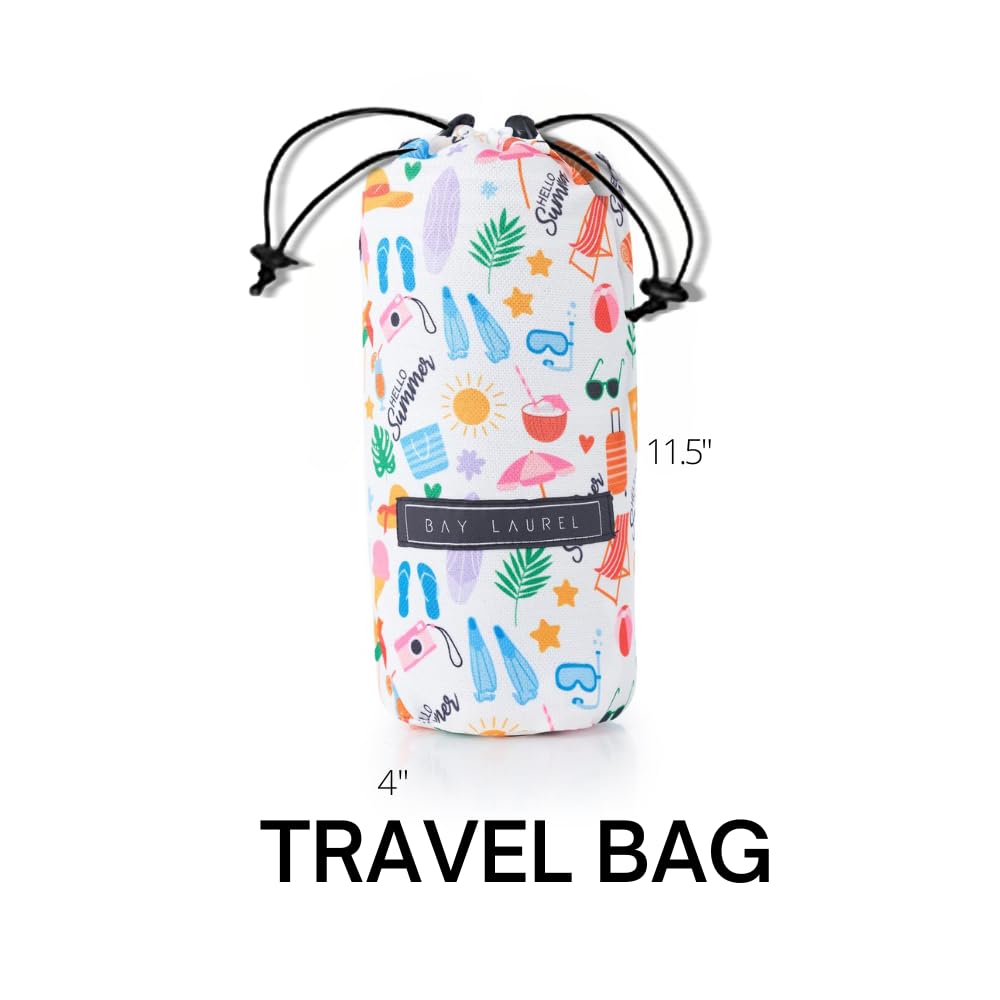 Bay Laurel travel bag stores the towel compactly for easy trips.