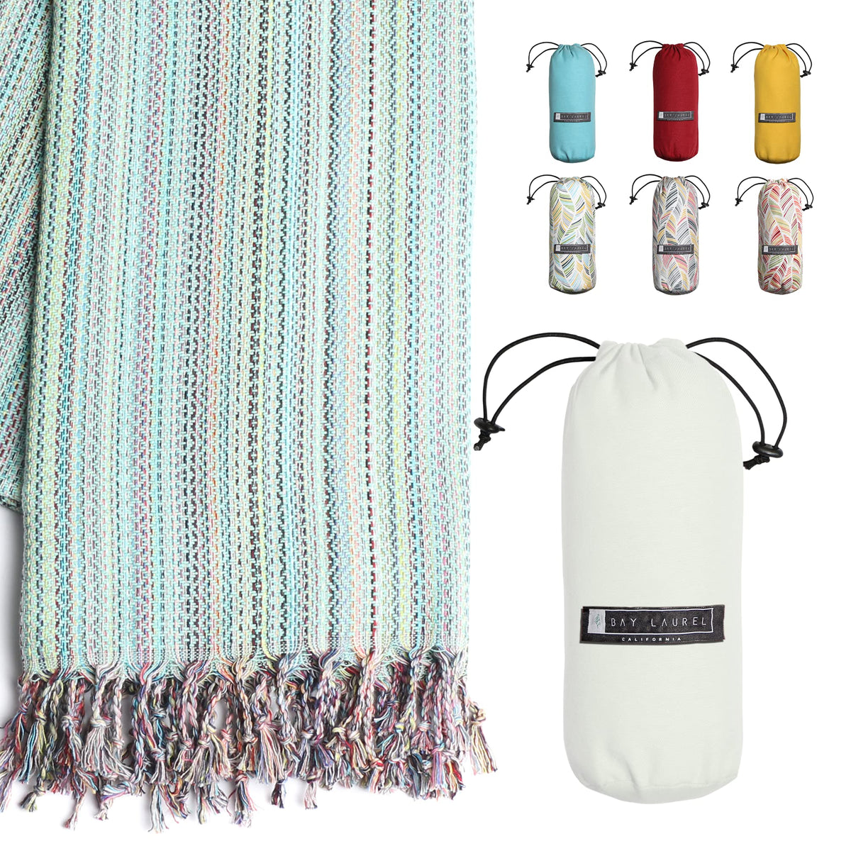 Bay Laurel oversized Turkish beach towel for sunbathing and lounging