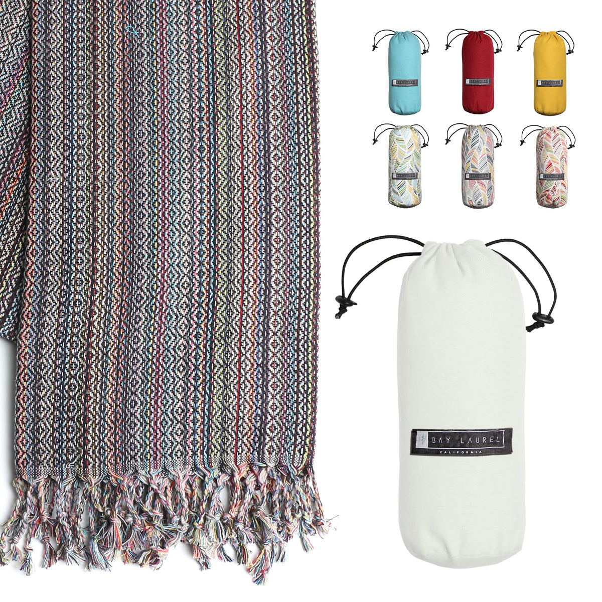 Bay Laurel Turkish Beach Towel sand-free action for easy beach cleanup.