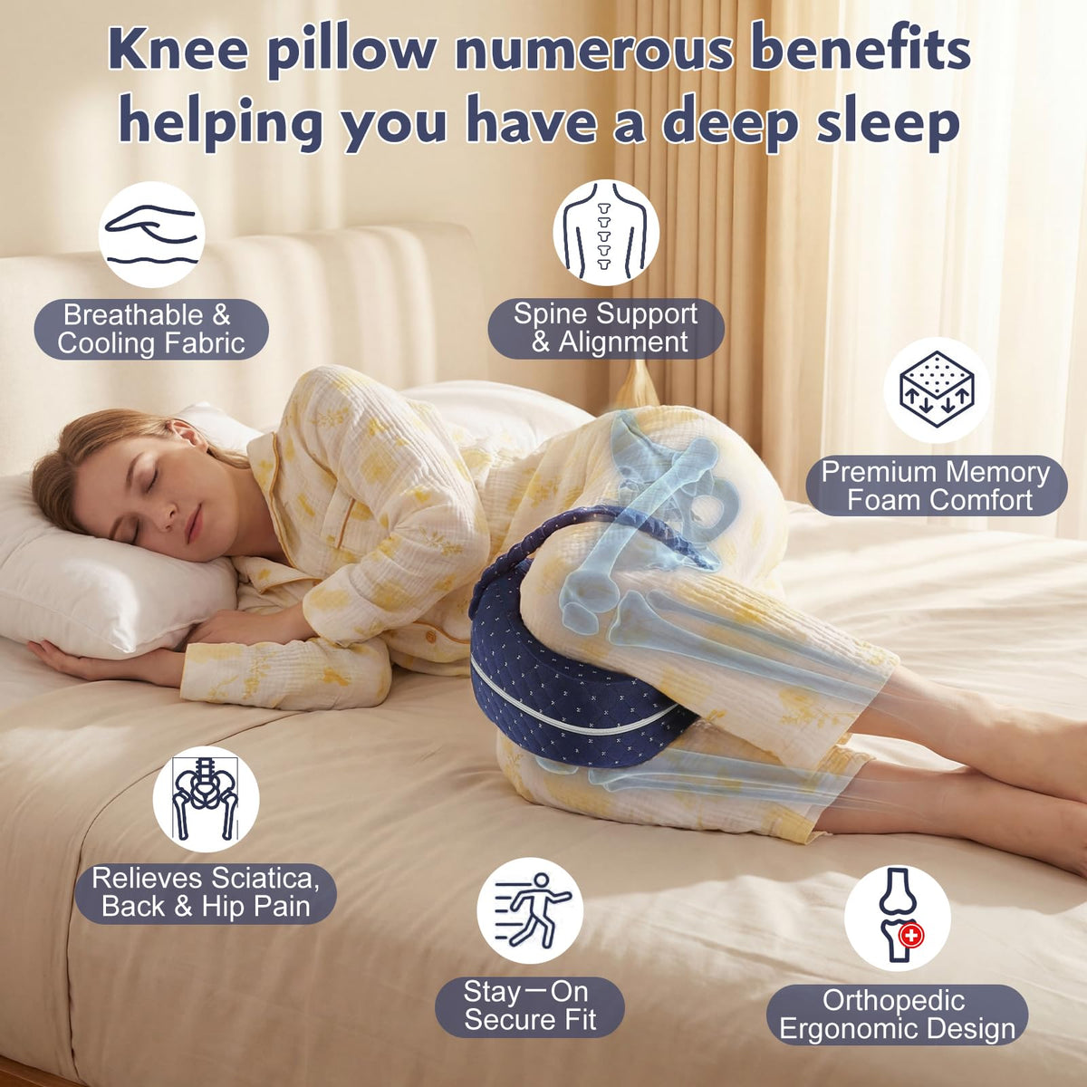Bayankala Revoget between knees placement improves circulation.
