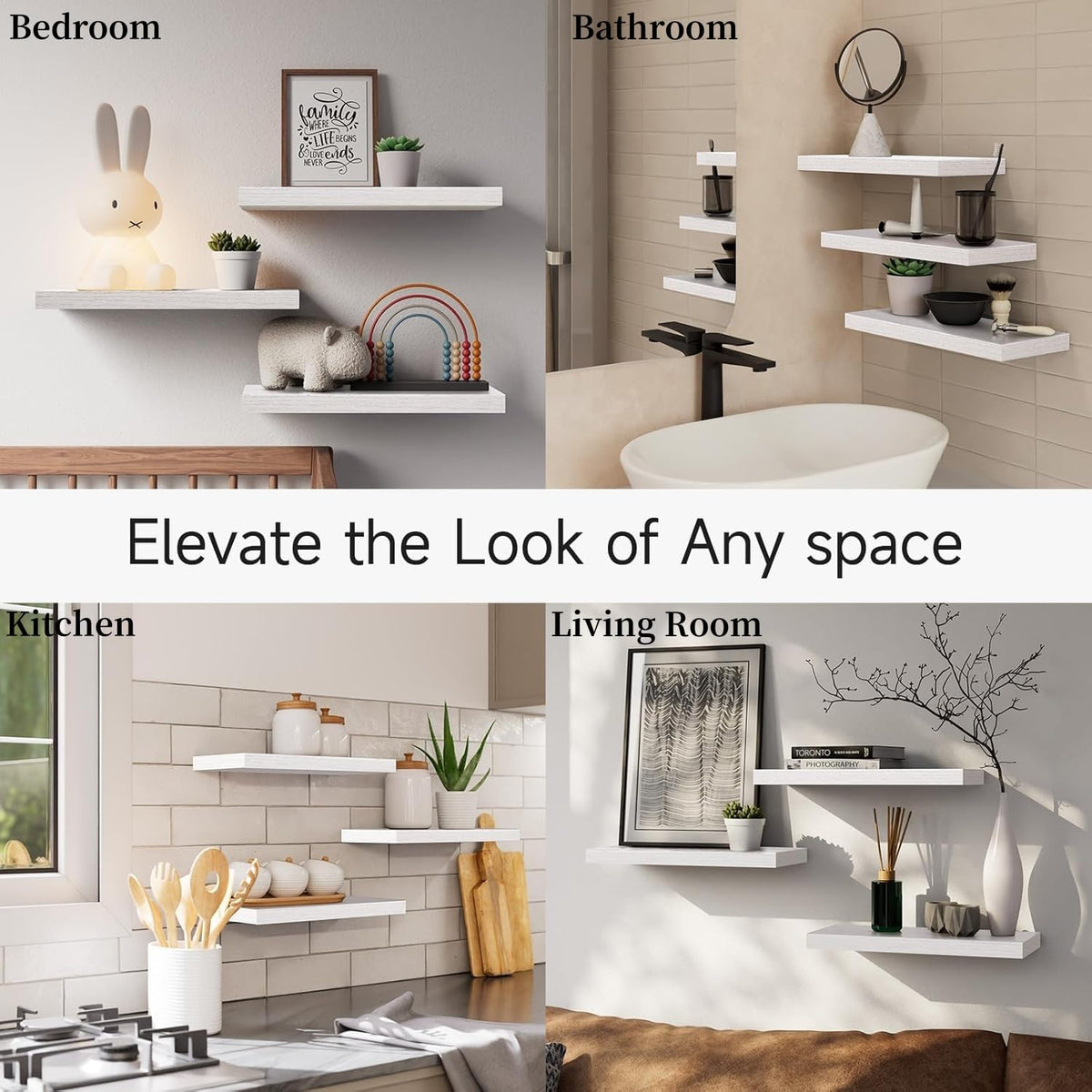 Bathroom arrangement shows essential oils and bottles neatly stored on BAYKA shelves.