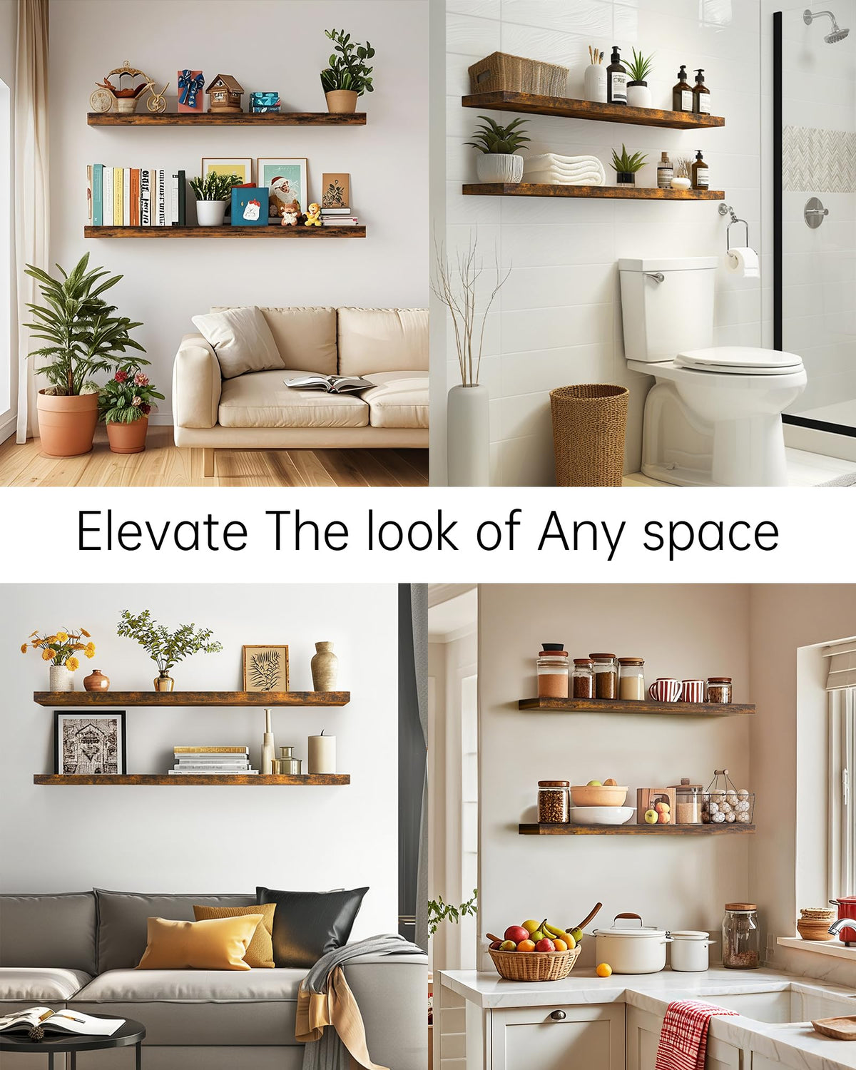 Bayka spacious shelves for art, media, and decor pieces.