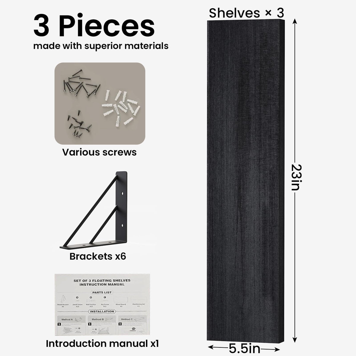 Bayka wall-mount shelves are easy to install and ideal for small rooms.