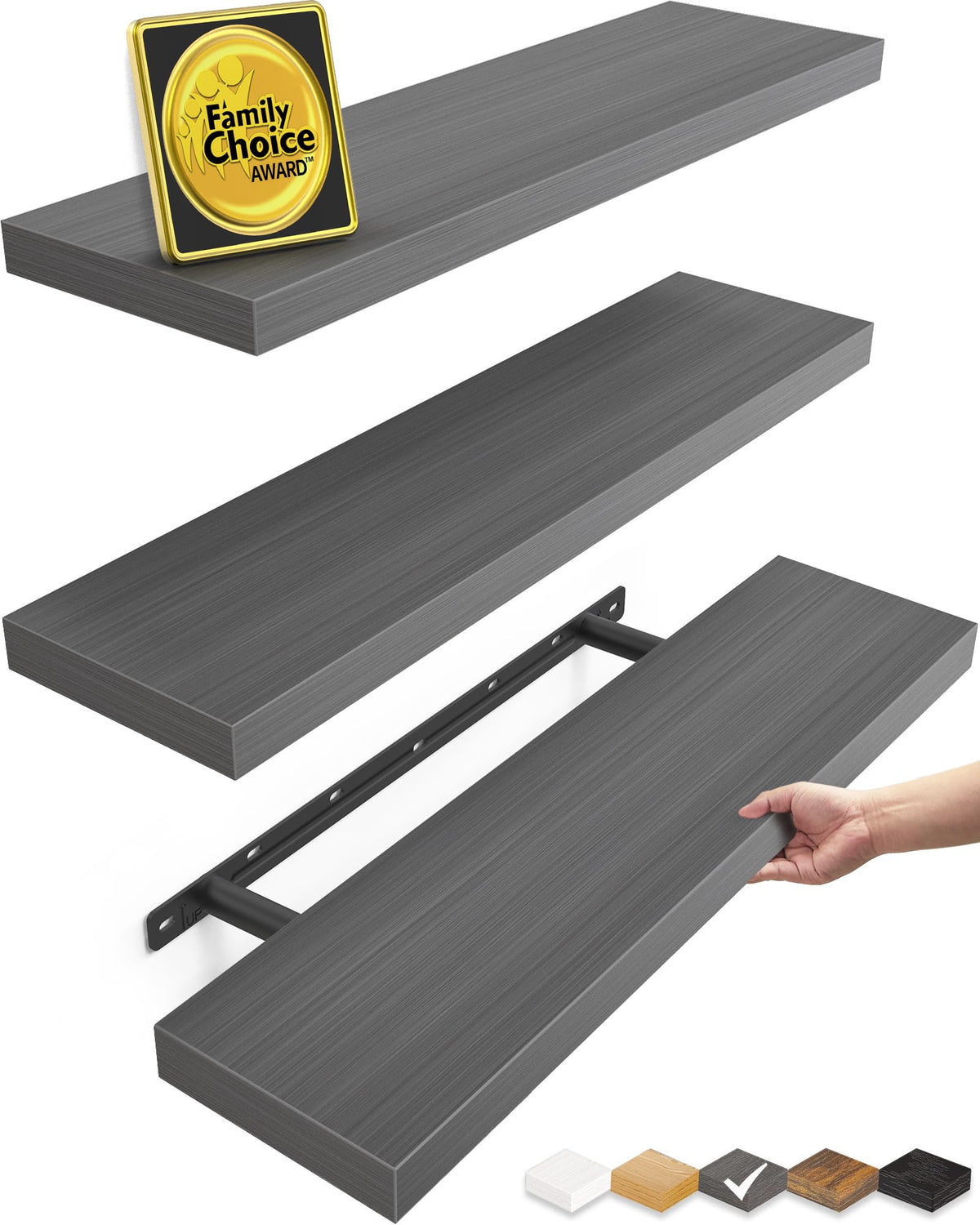 BAYKA floating shelves gray 22-5inch display space for books and decor