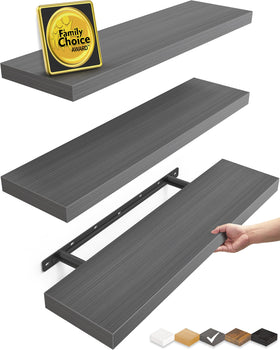 BAYKA floating shelves gray 22-5inch display space for books and decor