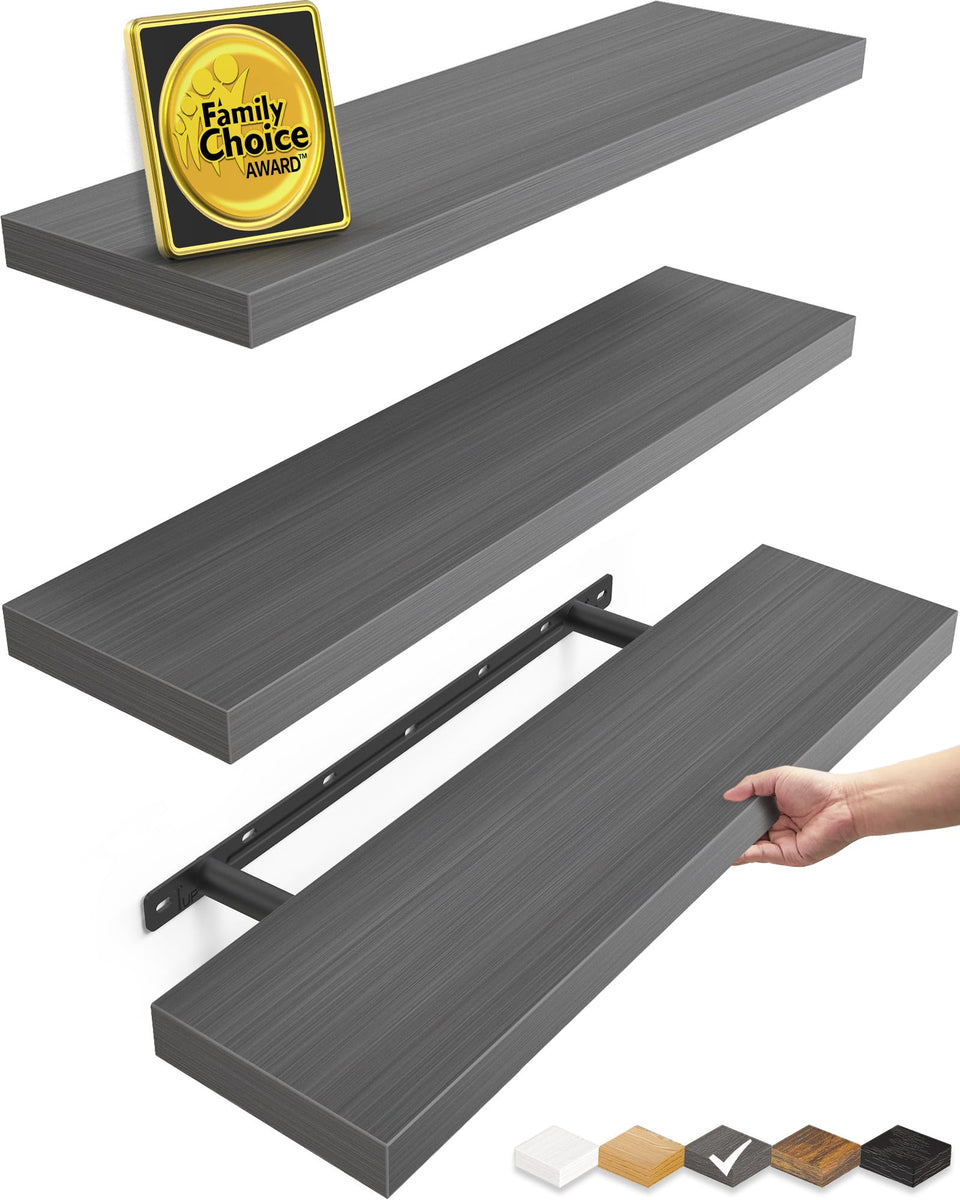 BAYKA floating shelves gray 22-5inch display space for books and decor