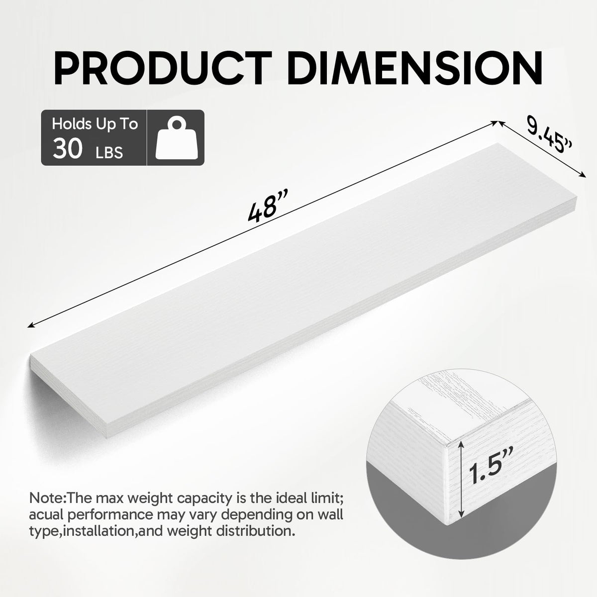 Bayka 48-inch white shelves provide kitchen storage and organization.