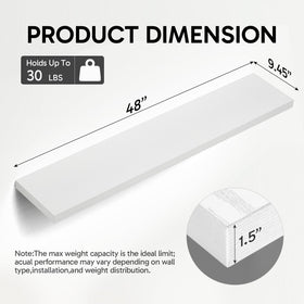 Bayka 48-inch white shelves provide kitchen storage and organization.