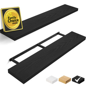 BAYKA floating shelves in black finish for wall display