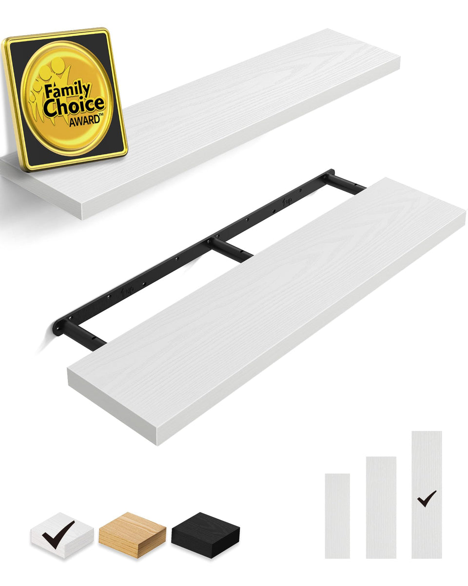 Bayka floating shelves mounted on the wall for a broad 36-inch display