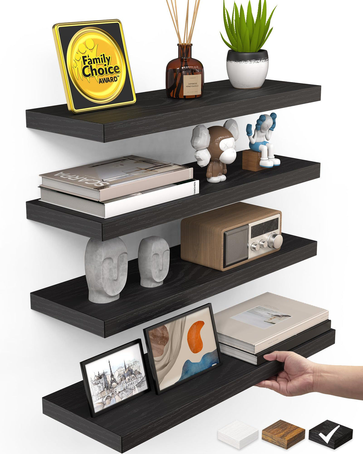 Bayka floating shelves on wall four-pack for organized display and storage