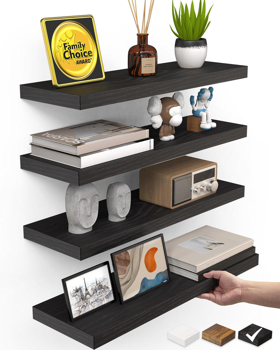 Bayka floating shelves on wall four-pack for organized display and storage